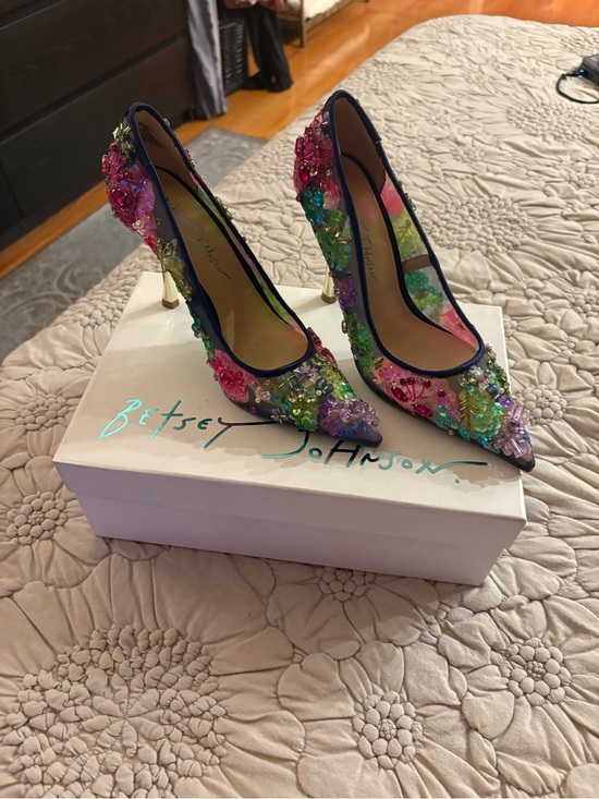 Betsey Johnson Shoes - Betsey Johnson Multicolor Jeweled Pointed Toe Pumps - Netta Mesh